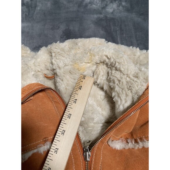 Vintage Wilsons Maxima Women Jacket XL Orange Zip Front Faux Fur Penny Lane Flaw - Picture 16 of 16
